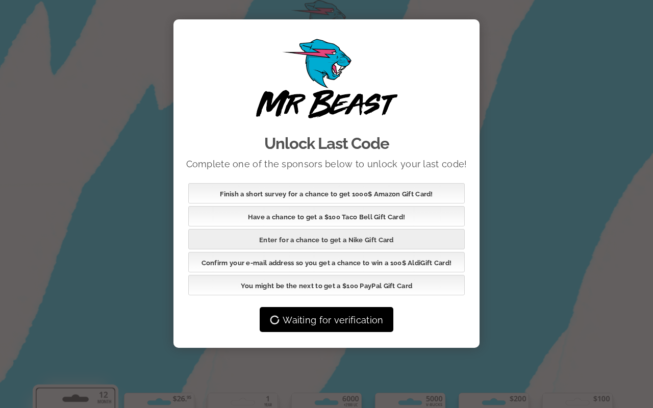 Jimmy Giveaway EXPOSED: Fake MrBeast Gift Card Giveaway Scam 3 Last Code offer wall asking for surveys and sponsor tasks
