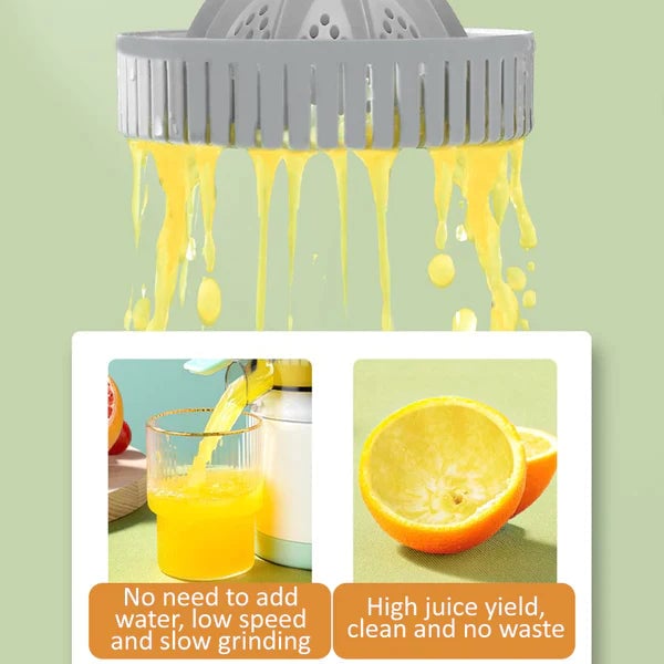 Electric citrus juicer product image explaining the pressing cone and juice separation design