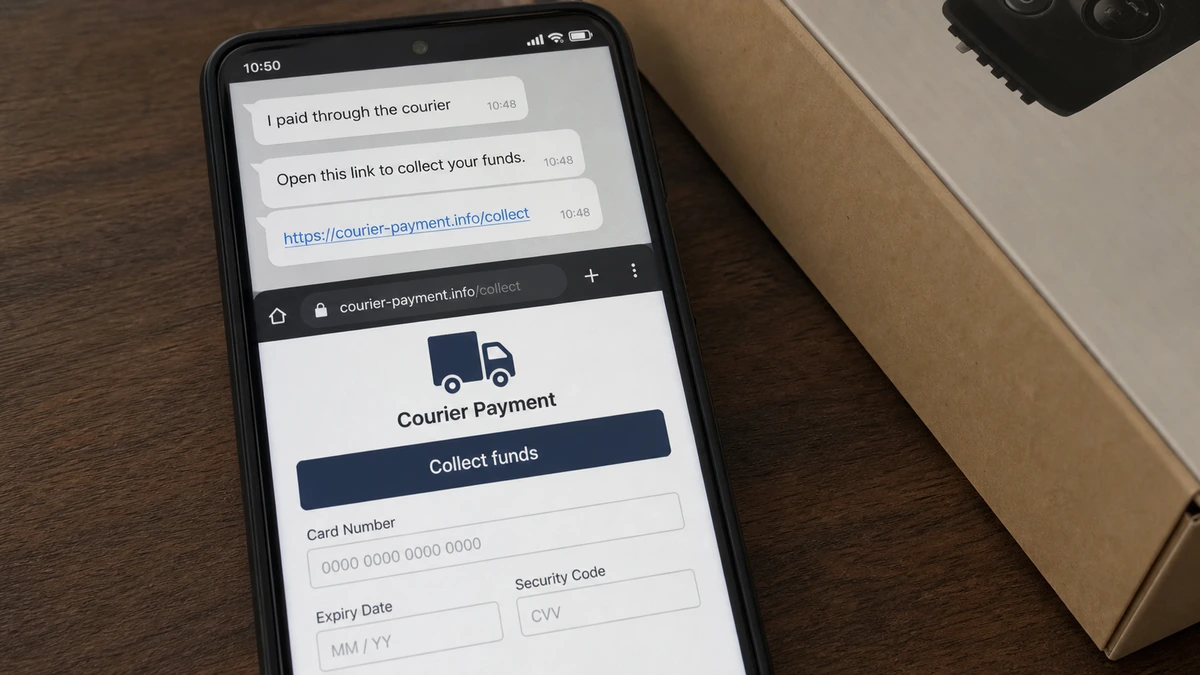 Fake Lalamove Payment Link Targets Marketplace Sellers 1 Realistic reconstruction of a marketplace buyer sending a fake courier payment page that asks the seller for card details to collect funds