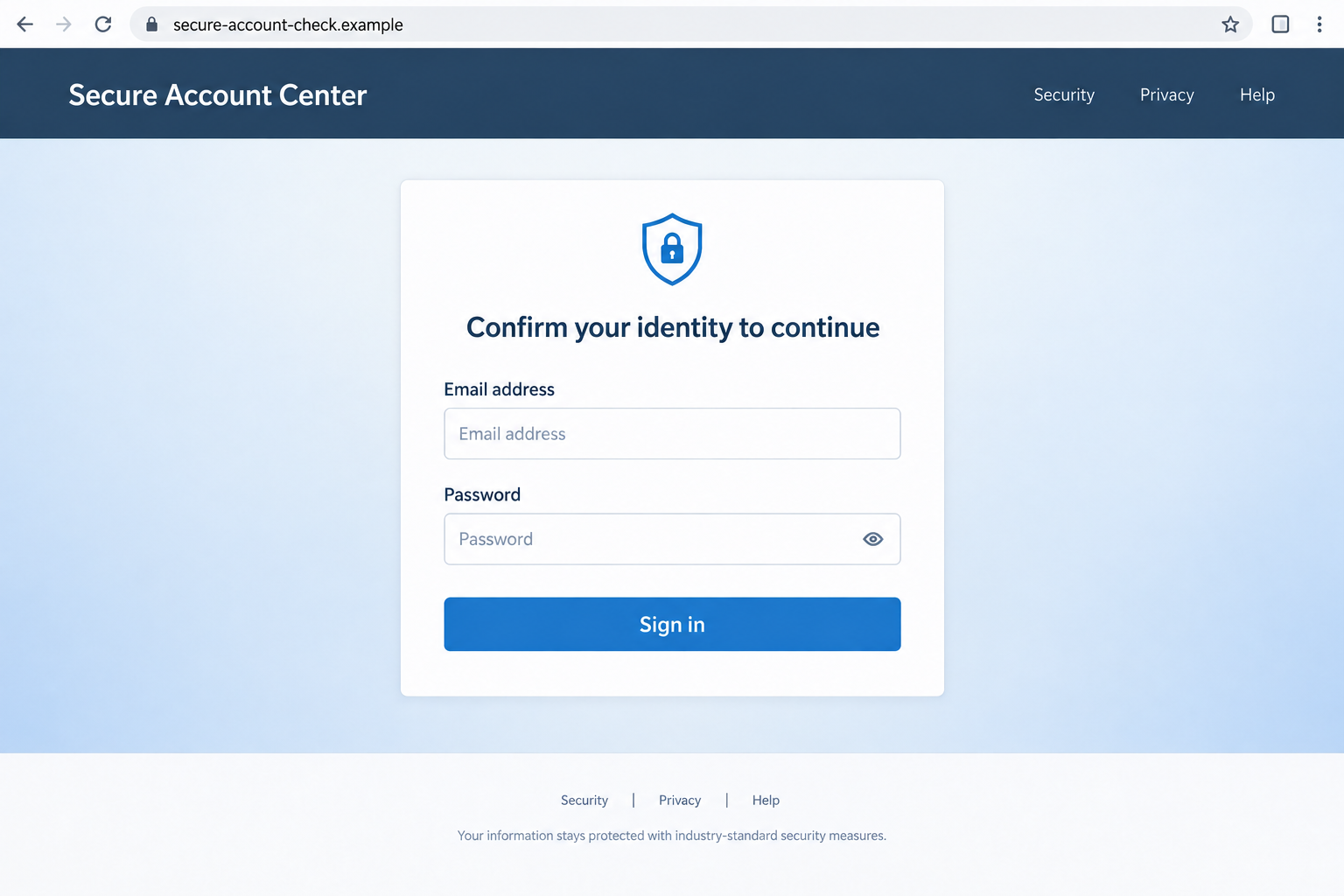 Malicious Ad Redirect Scam Leads to Fake Logins 2 Fictional account login page reached through a malicious advertising redirect