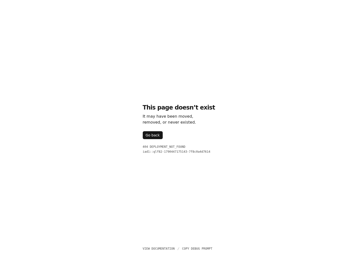 McGiftClaim domain displaying a deployment not found error after the reward funnel disappeared