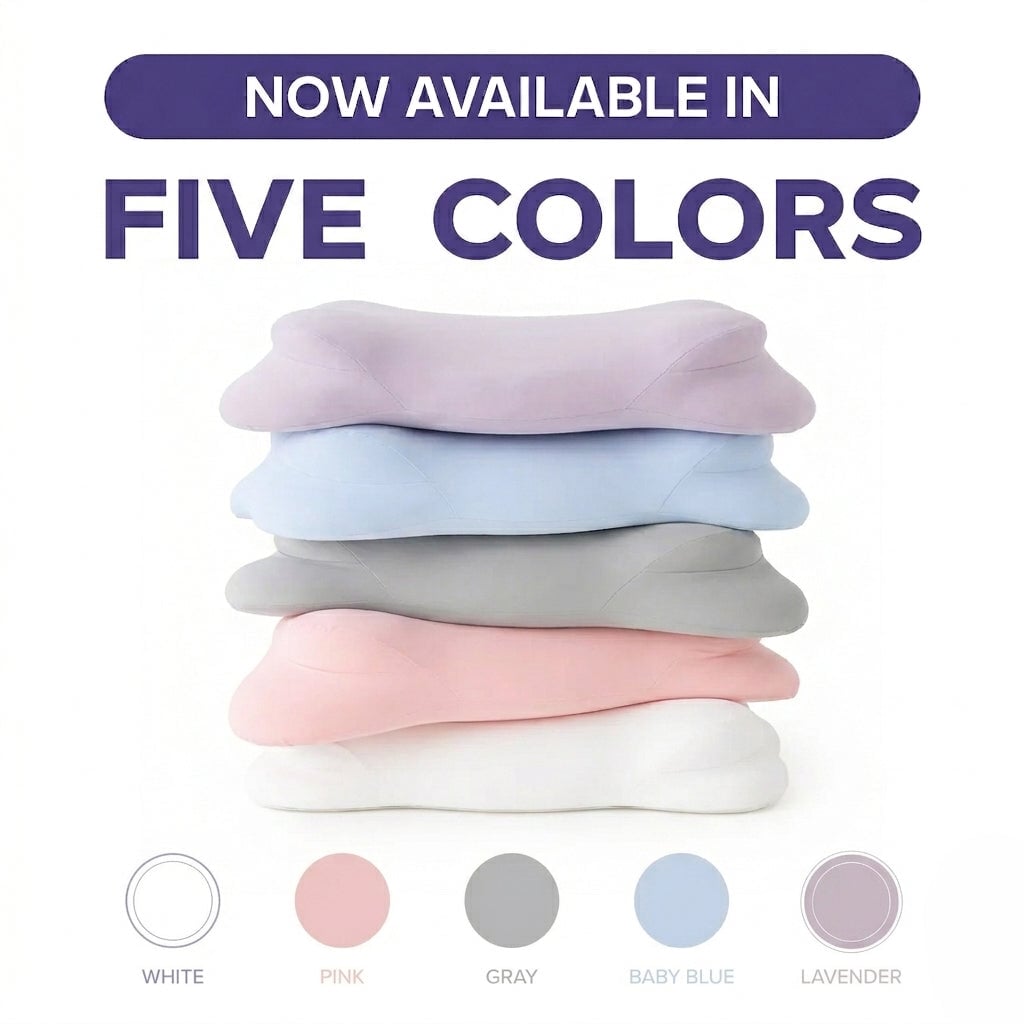 Mellow product image showing the CloudAlign pillow in five advertised colors