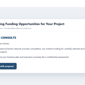 Reconstructed Michael Williams Lotus scam email offering unsolicited project funding