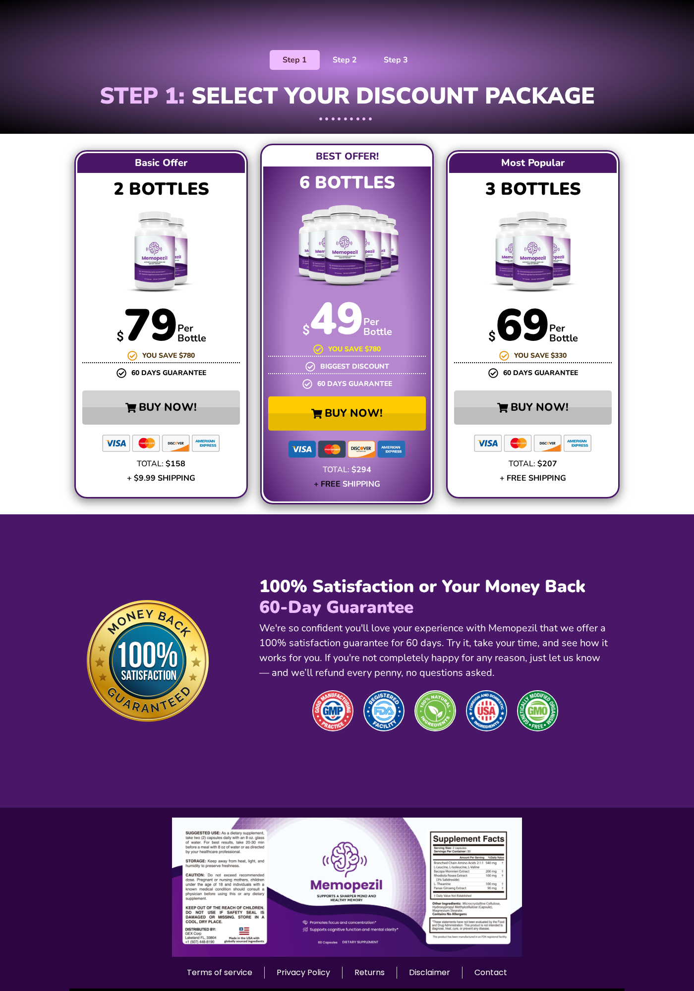 Mindoryx Review: Why Checkout Sells Memopezil 2 Mindoryx order route showing Memopezil packages and a 60-day guarantee