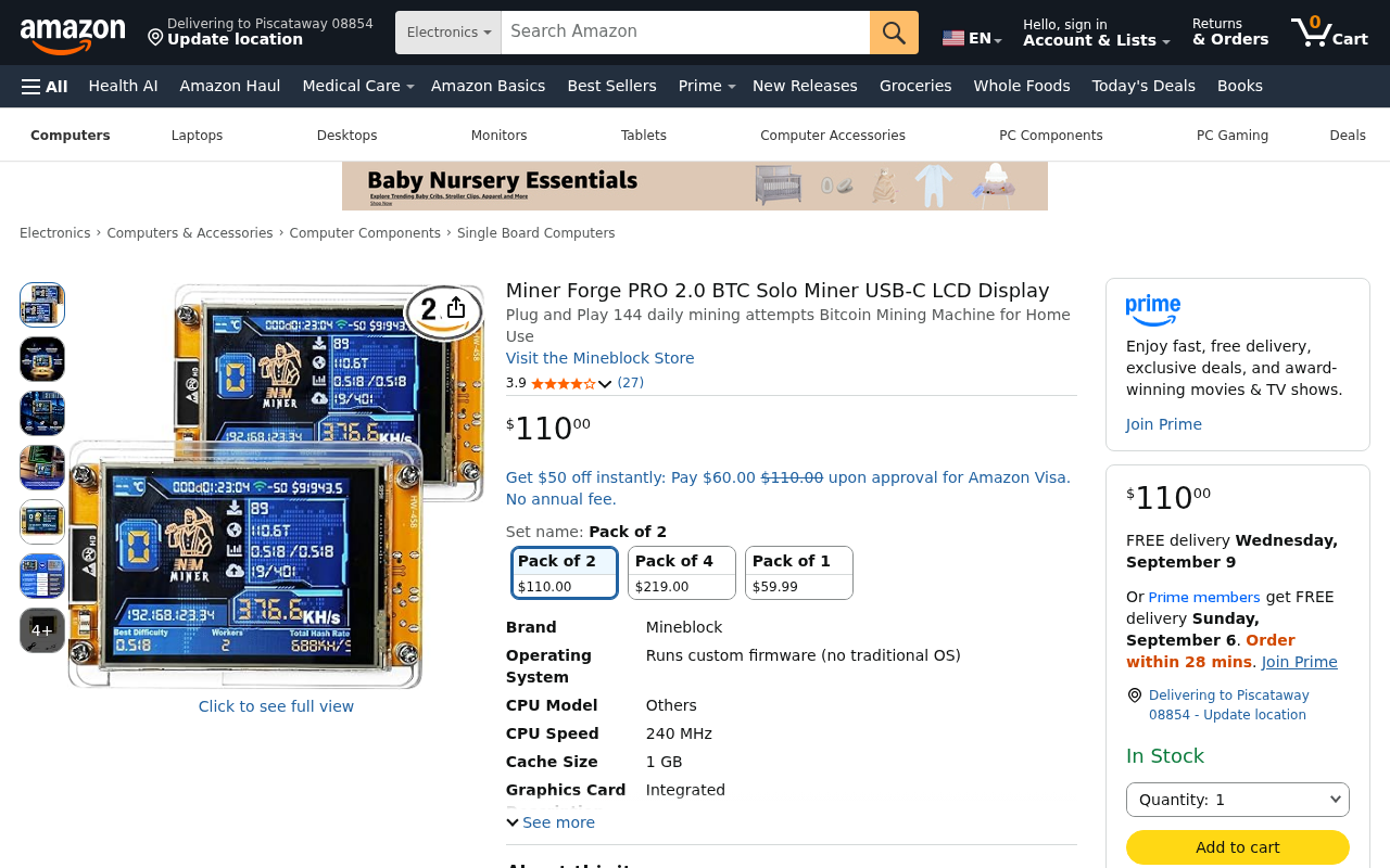 Mineblock Miner Forge Pro Review: Solo BTC Lottery Gadget, Not a Payday 3 Close view of Miner Forge Pro pricing, scarcity alert, and lottery style claims