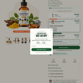 Mirella BerbaDrops product page showing weight-related claims, bundle pricing, refill options, and subscription savings
