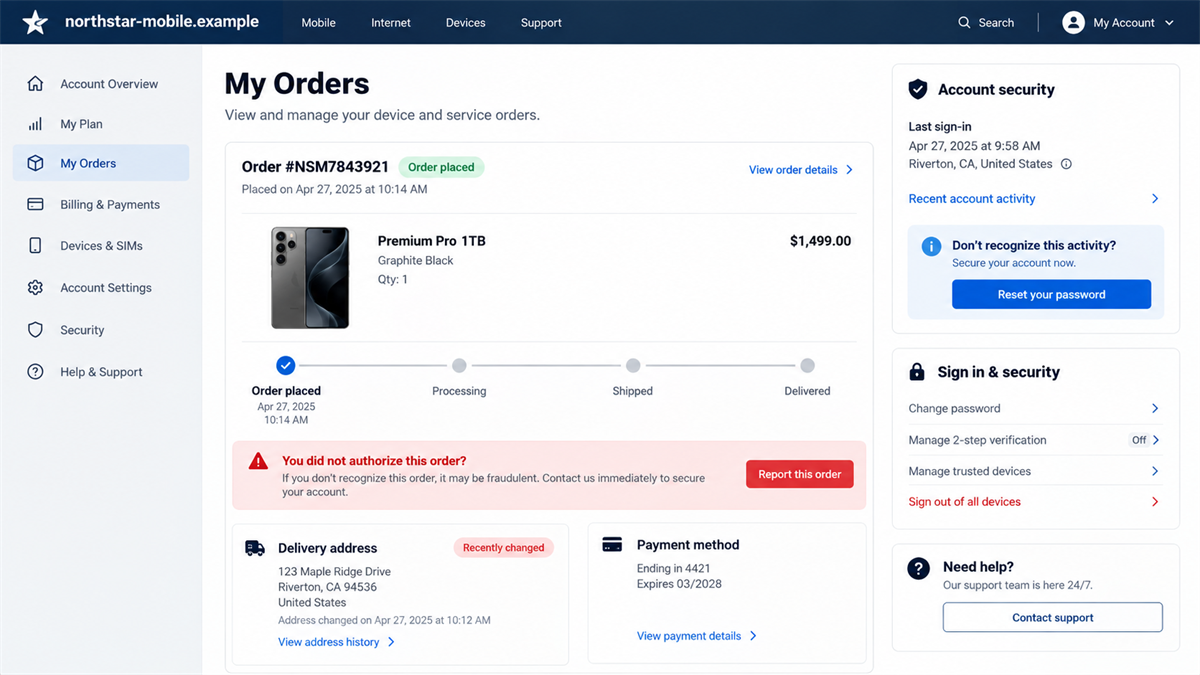 Phone Upgrade Scam Sends You the Wrong Handset 2 Reconstruction of an unauthorized premium handset order on a mobile account