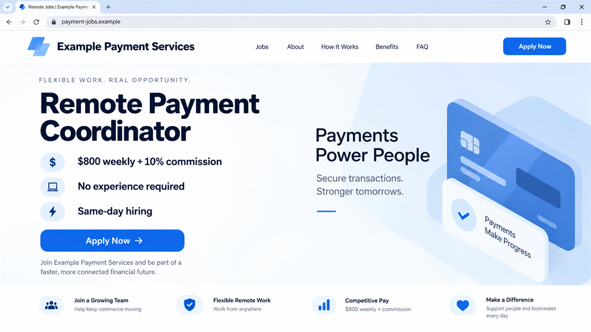 Money Mule Job Offers Turn Applicants Into Accomplices 1 Realistic reconstruction of a remote job advertisement offering commission for receiving and transferring customer payments