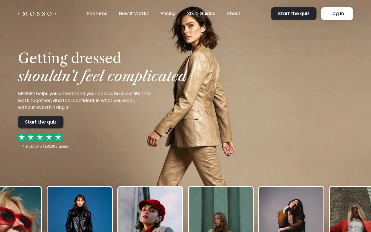 Mosso homepage promising personal color analysis and outfit guidance