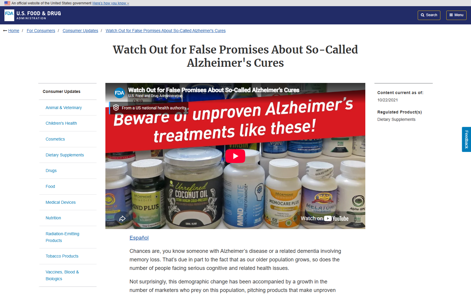 NeuroLift Scam Fully Exposed: Fake CNN, Bill Gates and Memory Cure Claims 2 FDA warning explaining the danger of unproven Alzheimer’s cure products
