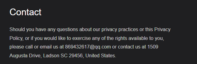 Newellme privacy policy contact details including the listed email and South Carolina address