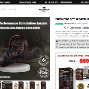 Newman ApexDrive Pro sales page showing shockwave, FDA-approved, review, and performance claims