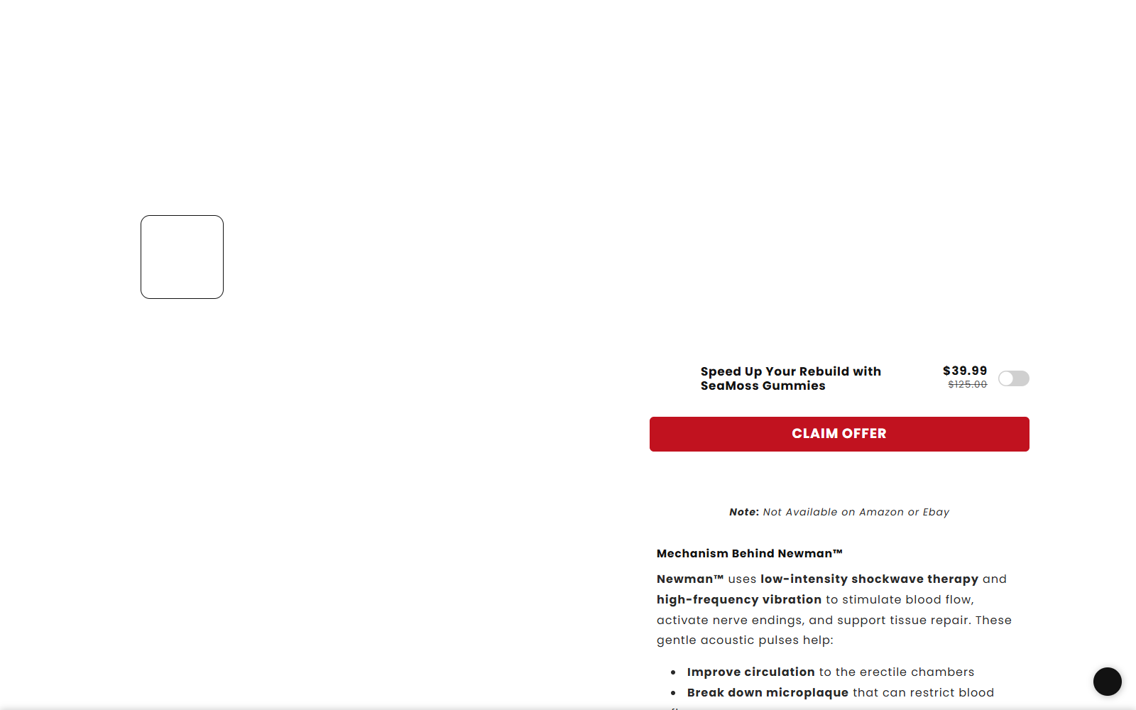 Newman ApexDrive Pro: Medical Claims Investigated 2 Newman ApexDrive Pro page describing shockwave and vibration mechanisms for blood flow and tissue repair