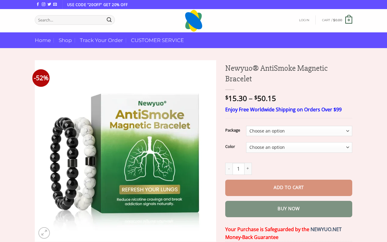 Czticle Anti-Smoking Magnetic Bracelet: Fake 17,000 Gauss Claims on a Cheap Bracelet 2 Newyuo anti-smoke magnetic bracelet product page clone layout