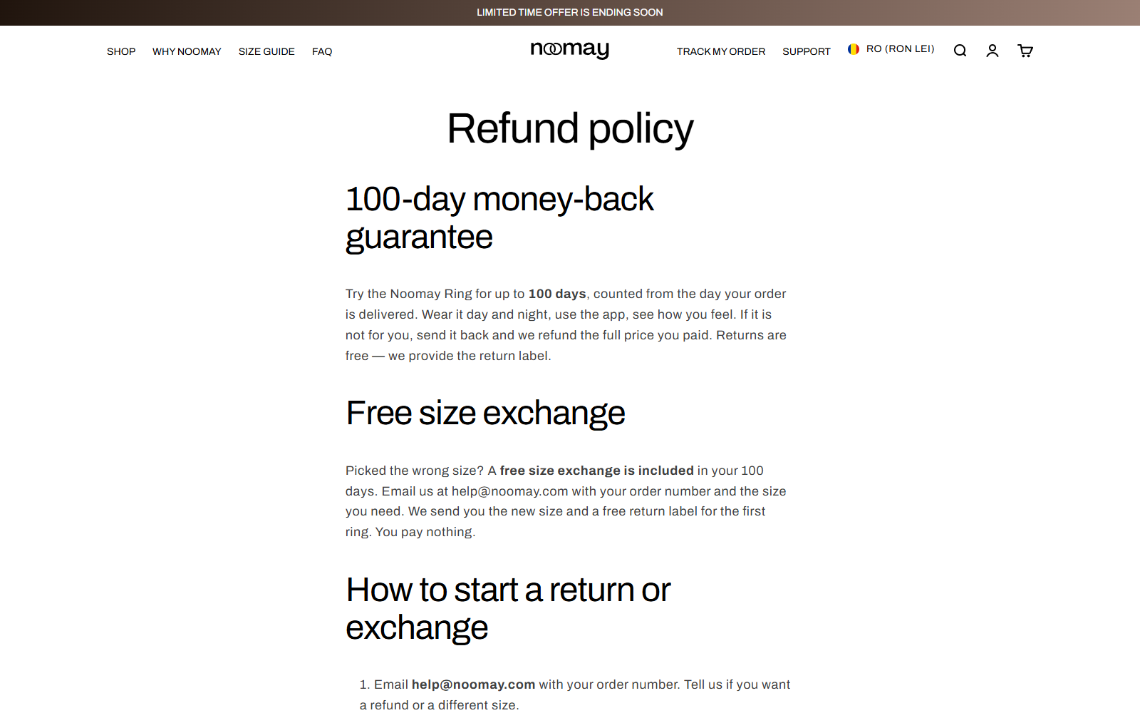 Noomay Smart Ring Reviews: Claims and Risks Checked 3 Noomay refund policy promising a 100-day money-back guarantee and free return label