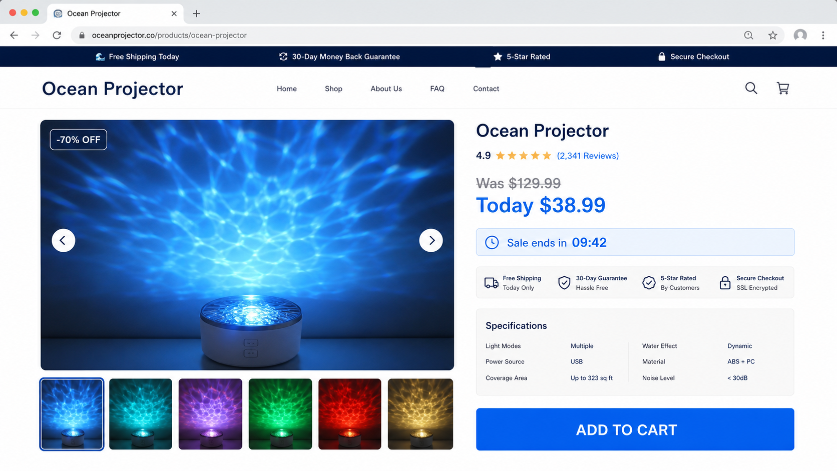 Shopper comparing a basic ocean ripple lamp with exaggerated online advertising