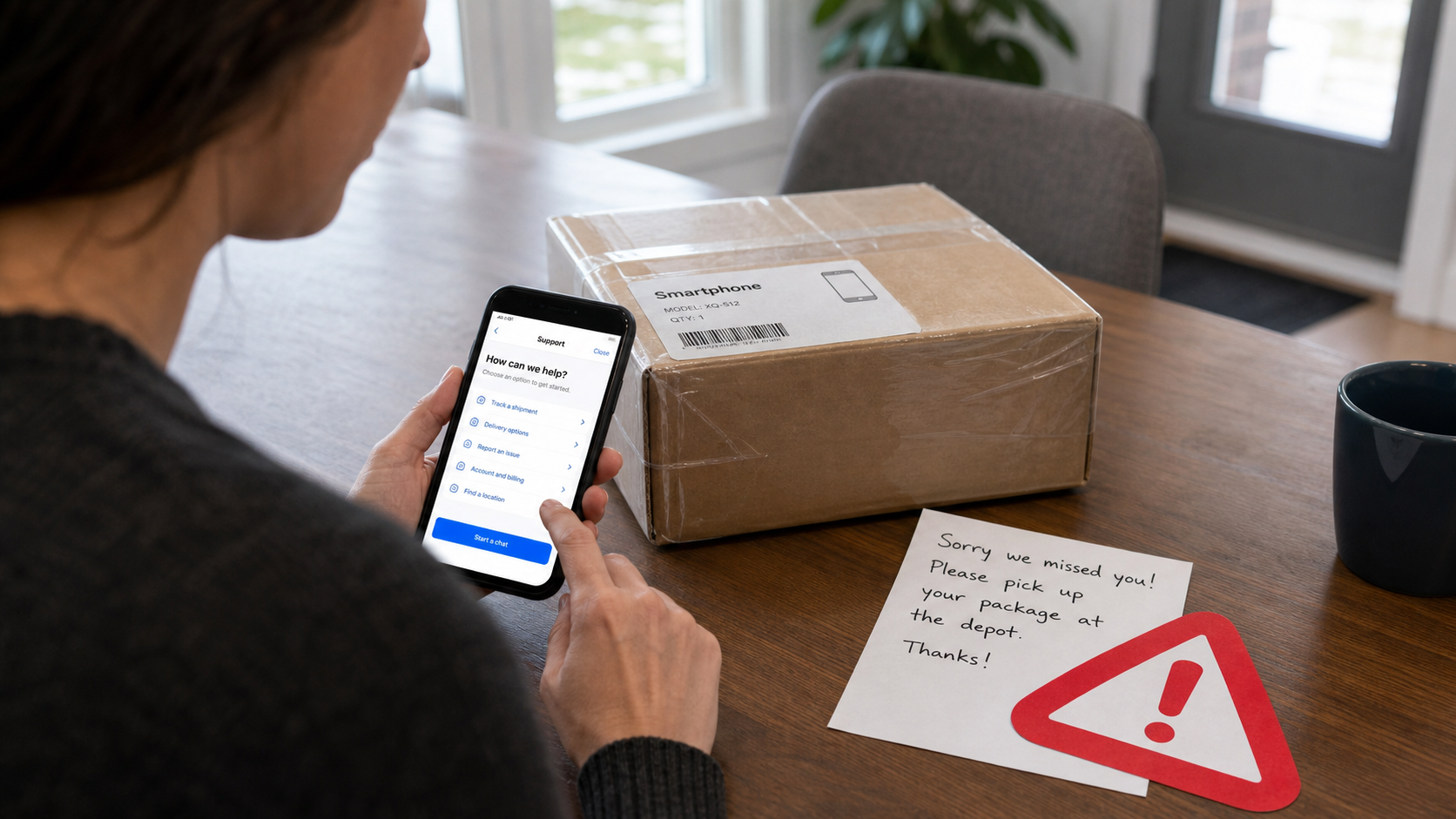 Customer checking an unexpected phone delivery through an official carrier support channel