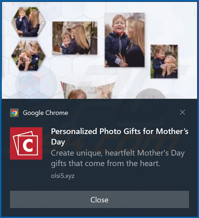 Desktop advertisement delivered through Olsi5.xyz browser notifications