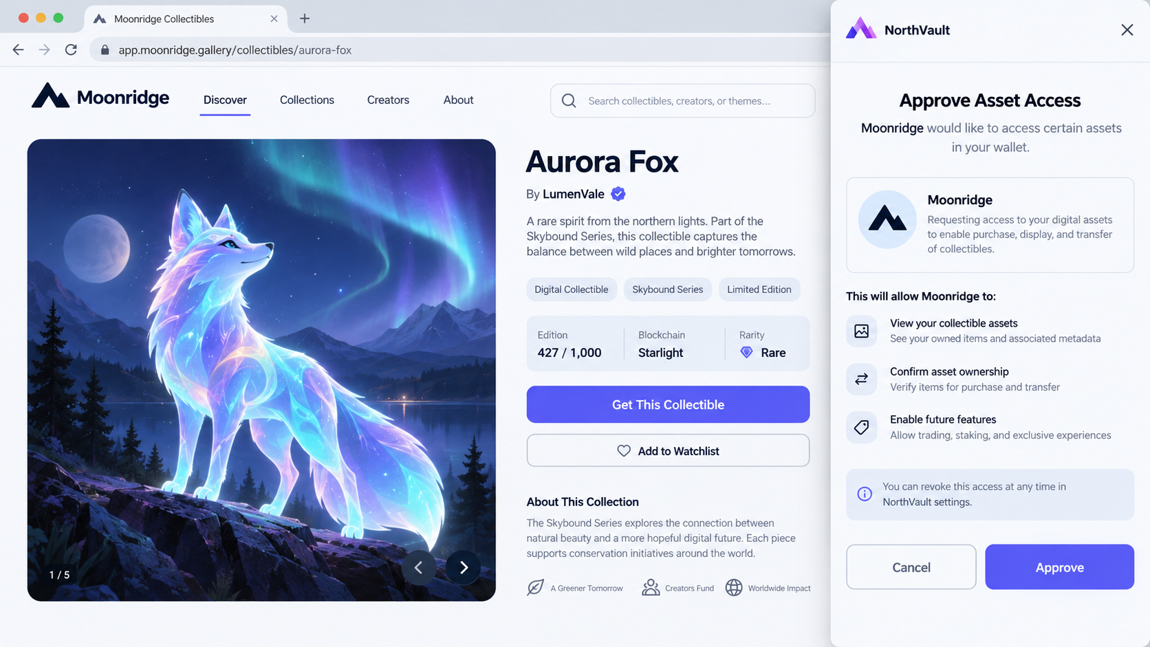 OpenSea Scam Email Warning: Fake NFT Offers Can Drain Your Crypto Wallet 2 Editorial reconstruction of a fictional collectible page and wallet asset-access approval