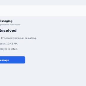 ORAX voicemail phishing email with a Listen To Message button