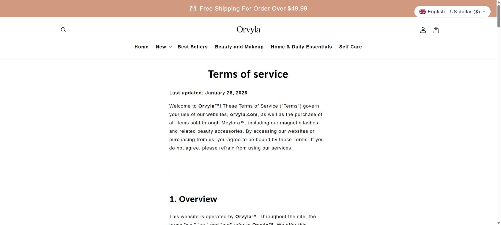 Orvyla Portable Air Conditioner Scam Exposed: Fake Cooling or Real AC? 3 Orvyla terms of service referring to Meylora magnetic lashes and beauty accessories