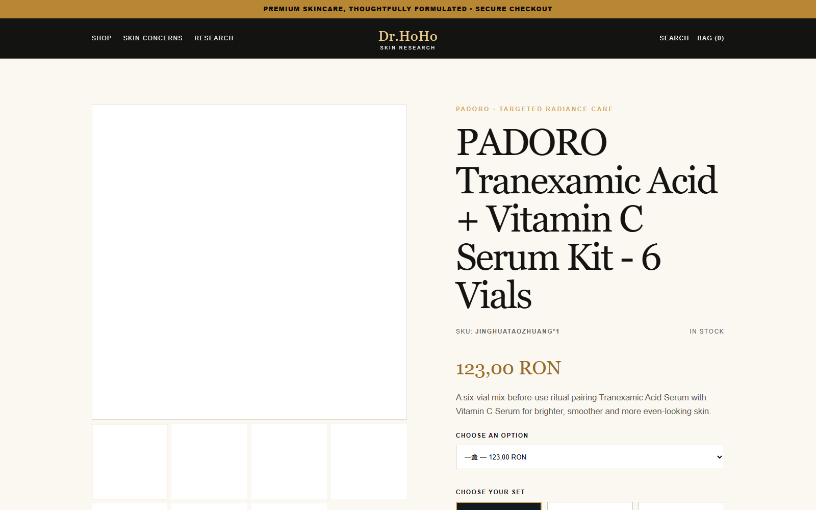 Padoro Serum Reviews: Red Flags Before You Buy 1 Padoro tranexamic acid and vitamin C serum kit listing on the Dr HoHo store