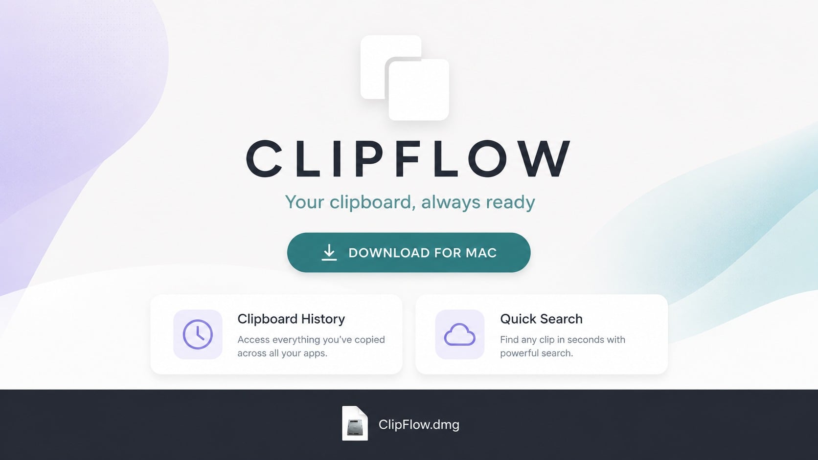Fake macOS clipboard utility download page offering a malicious disk image