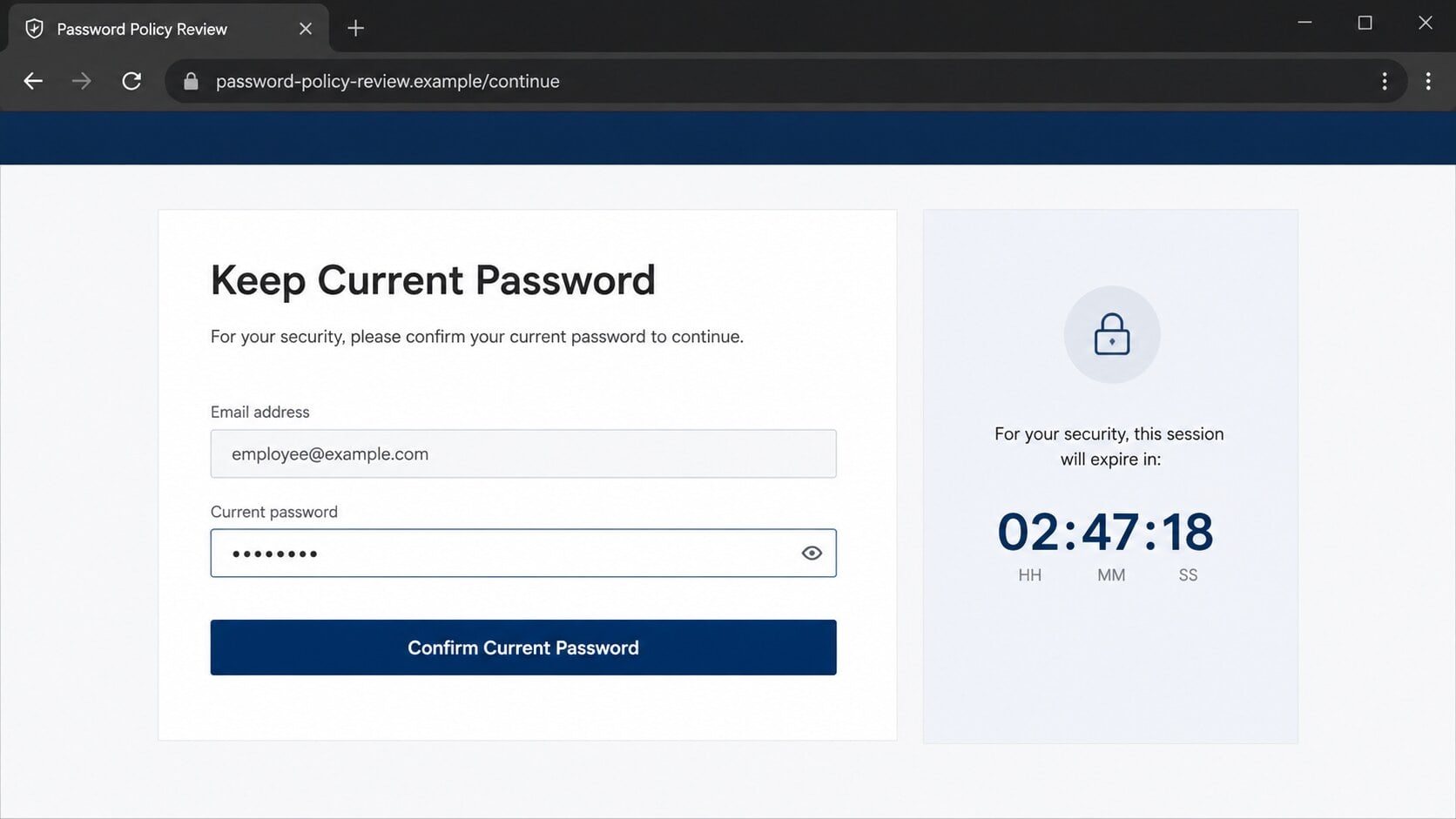 Counterfeit password retention portal requesting email credentials