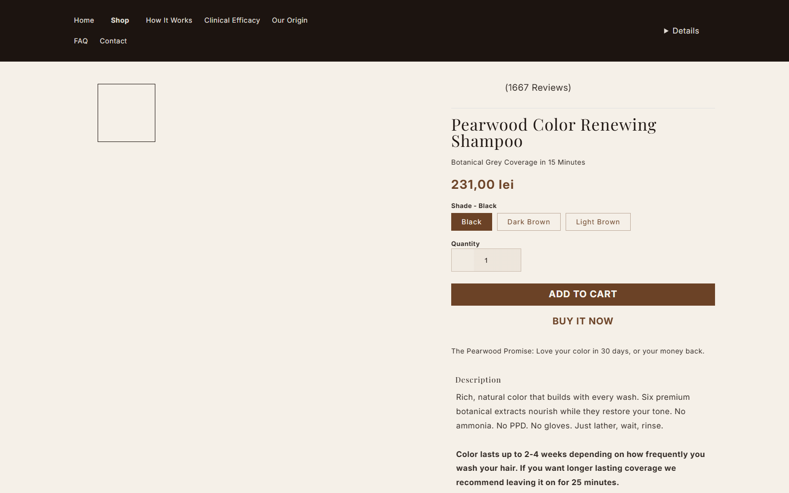 PearWood Shampoo Reviews: Ad Claims Investigated 1 PearWood Color Renewing Shampoo offer page with price, shades, reviews, and money-back promise
