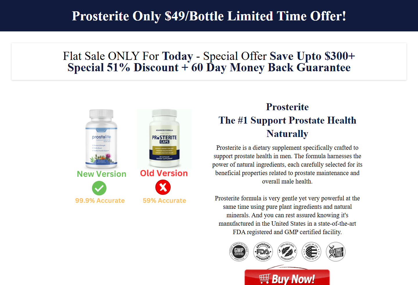 Prosterite Reviews Exposed: Conflicting Capsules, Drops and Official Sites 1 Screenshot of a Prosterite capsule website advertising prostate and male wellness support