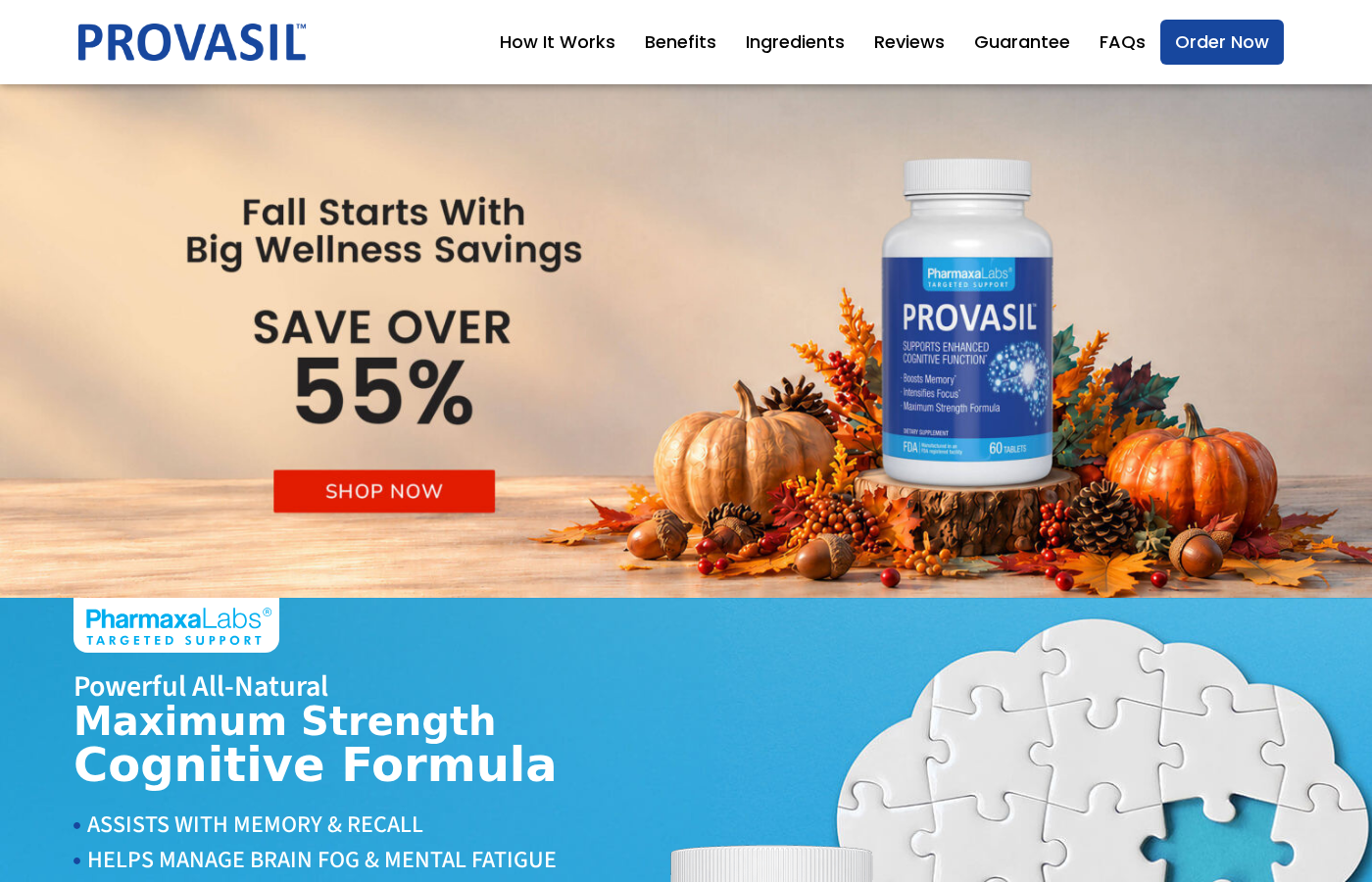 Provasil Review: Guarantee Limits and Support Conflicts 1 Provasil homepage showing the product bottle, benefits, and current sales presentation