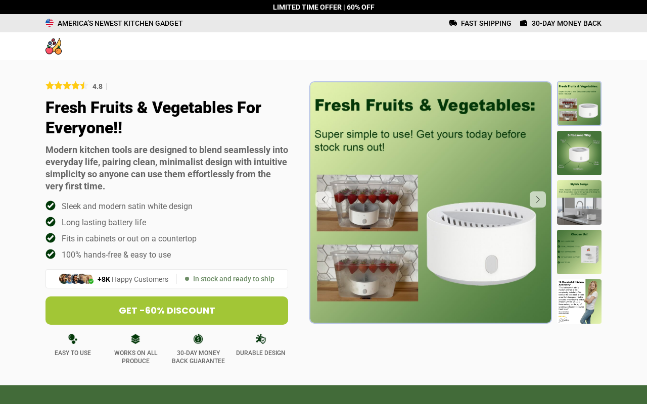 PuriProduce EXPOSED: Electrolysis Produce Cleaner or Overpriced Gimmick? 2 Alternate PuriProduce-style funnel page with limited-time discount and produce cleaner photos