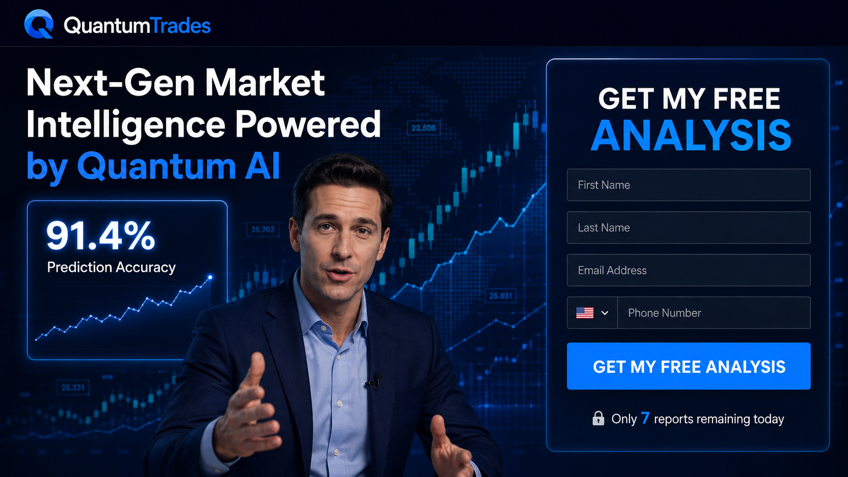 Quantum AI Trading Scam Exposed: Fake 91.4% Accuracy Claims Investigated 1 Illustration of a QuantumTrades advertisement claiming 91.4% prediction accuracy