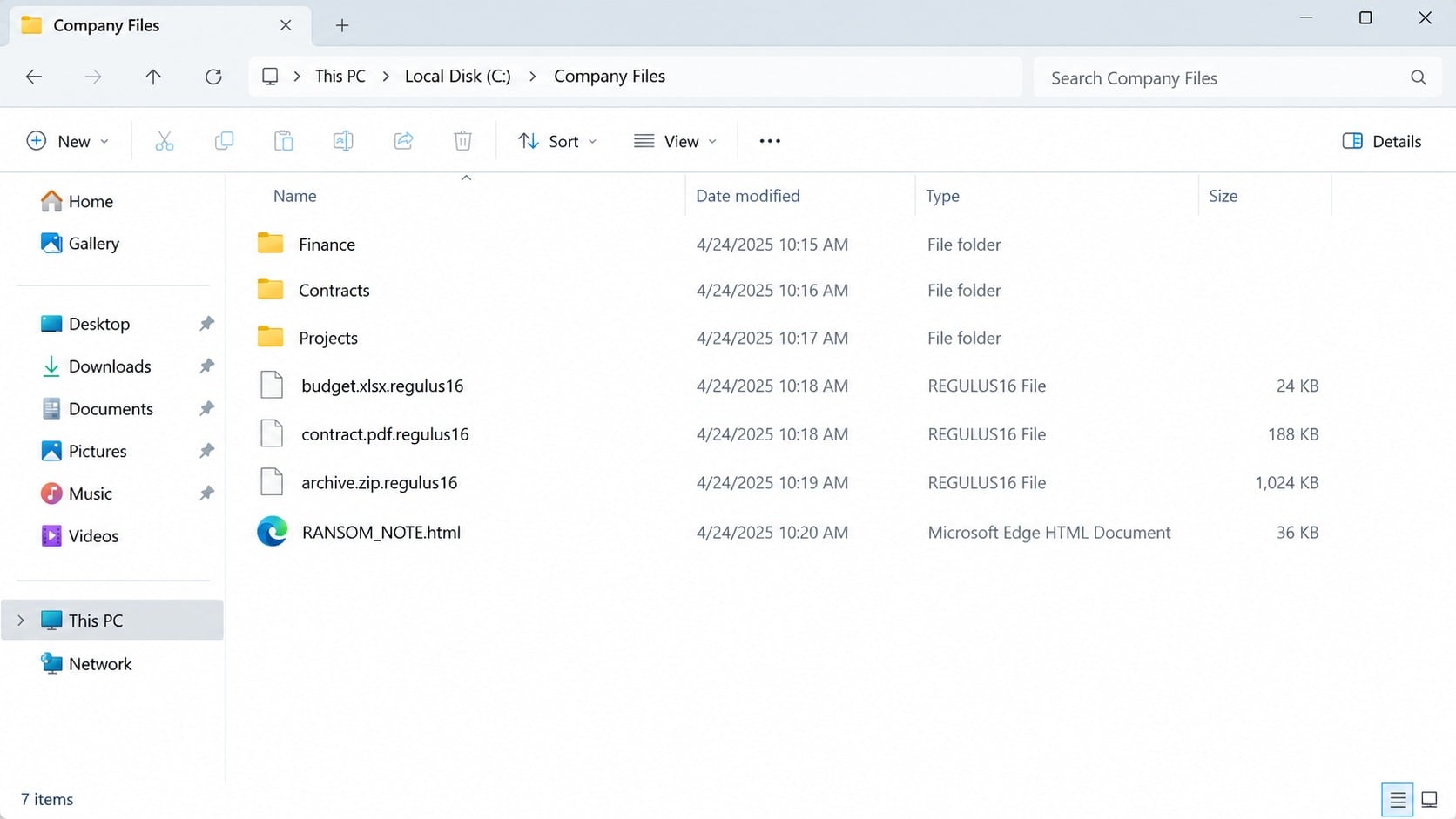 Illustrative files encrypted with the Regulus ransomware extension