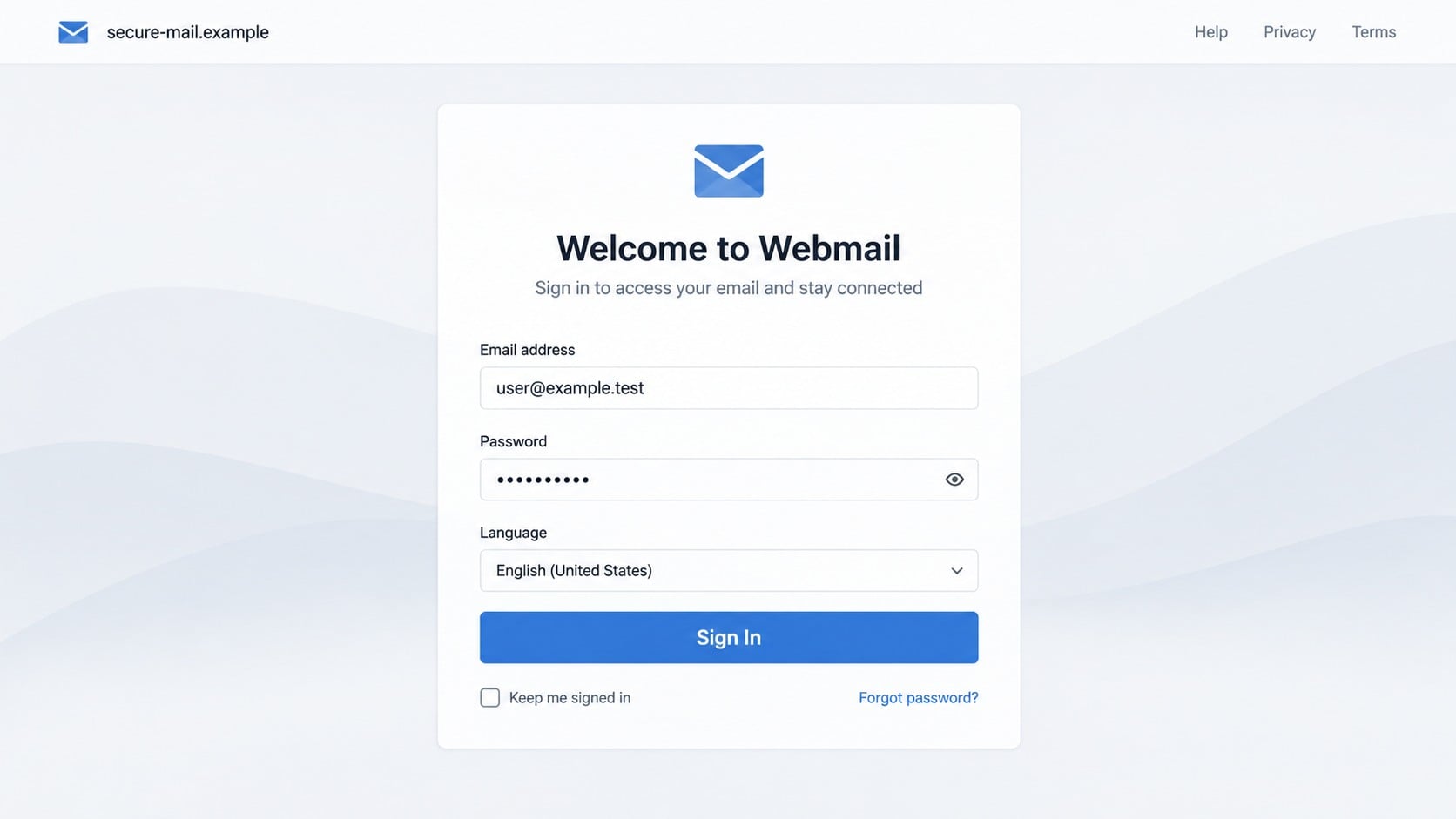 Recreated generic webmail login used to collect the recipient password