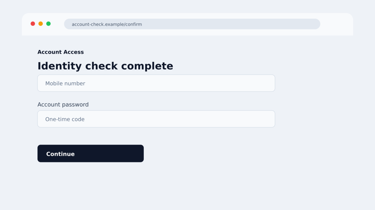 Revolut Phishing Texts Fake a Camera Identity Check 3 Fraudulent Revolut password screen following a fake liveness check