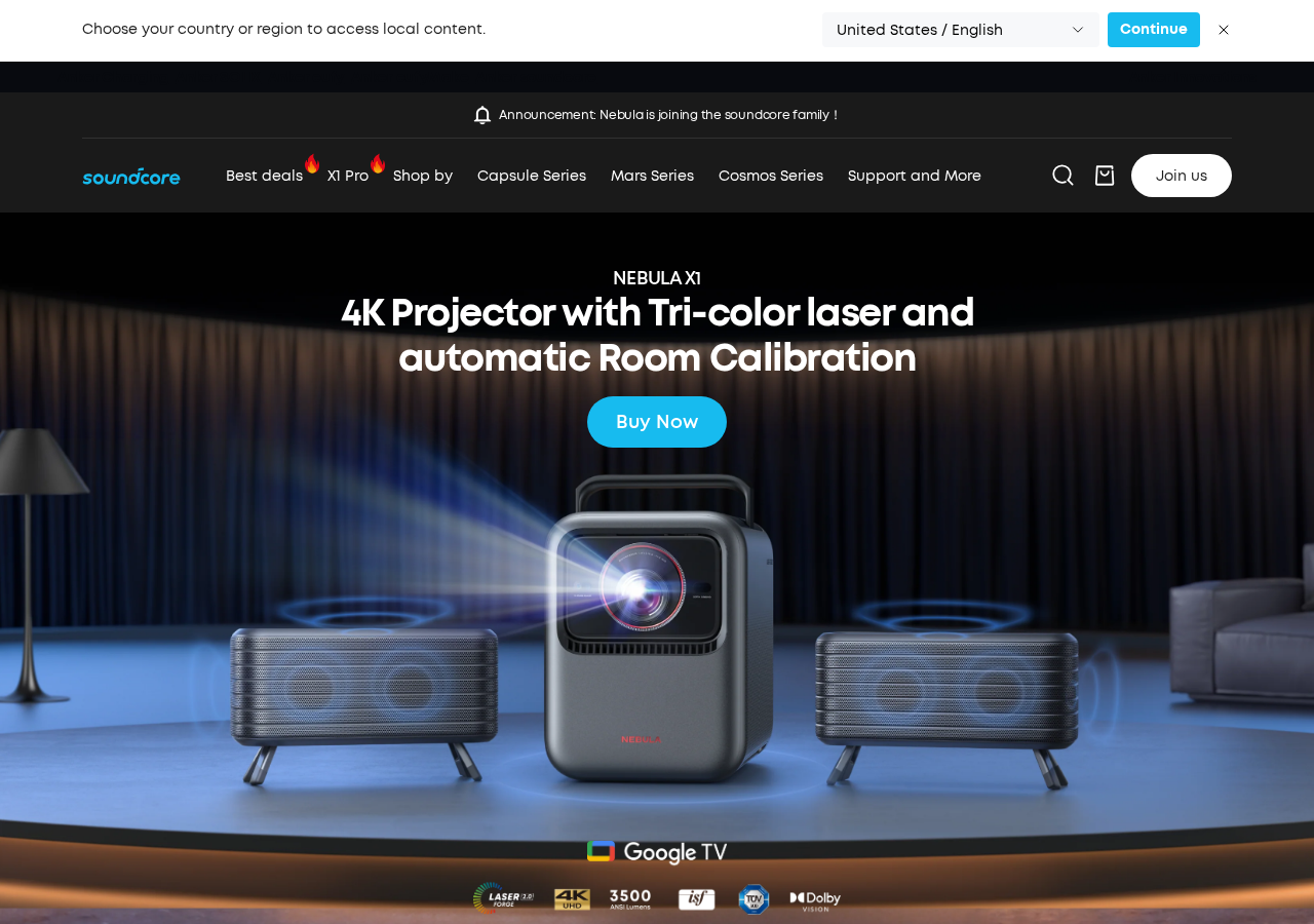 Official Nebula X1 premium 4K triple-laser projector product page