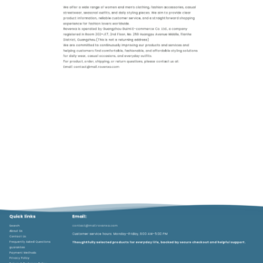 Rovenxa About Us page naming Guangzhou Guimi E-commerce and a Guangzhou registration address