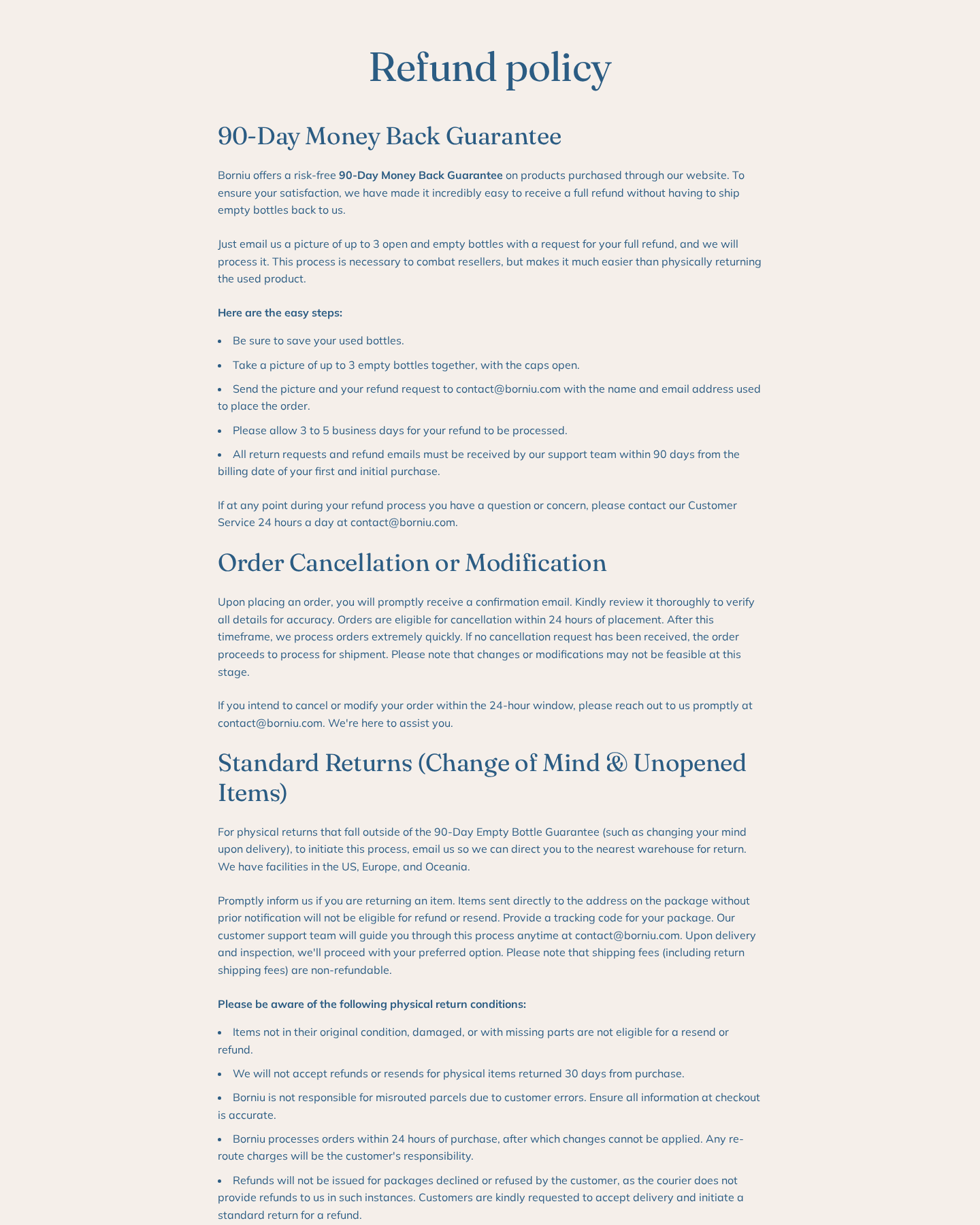 Saffron Advanced Exposed: Scam or Real? Full Subscription Investigation 2 Borniu refund policy describing its 90-day guarantee and required refund steps