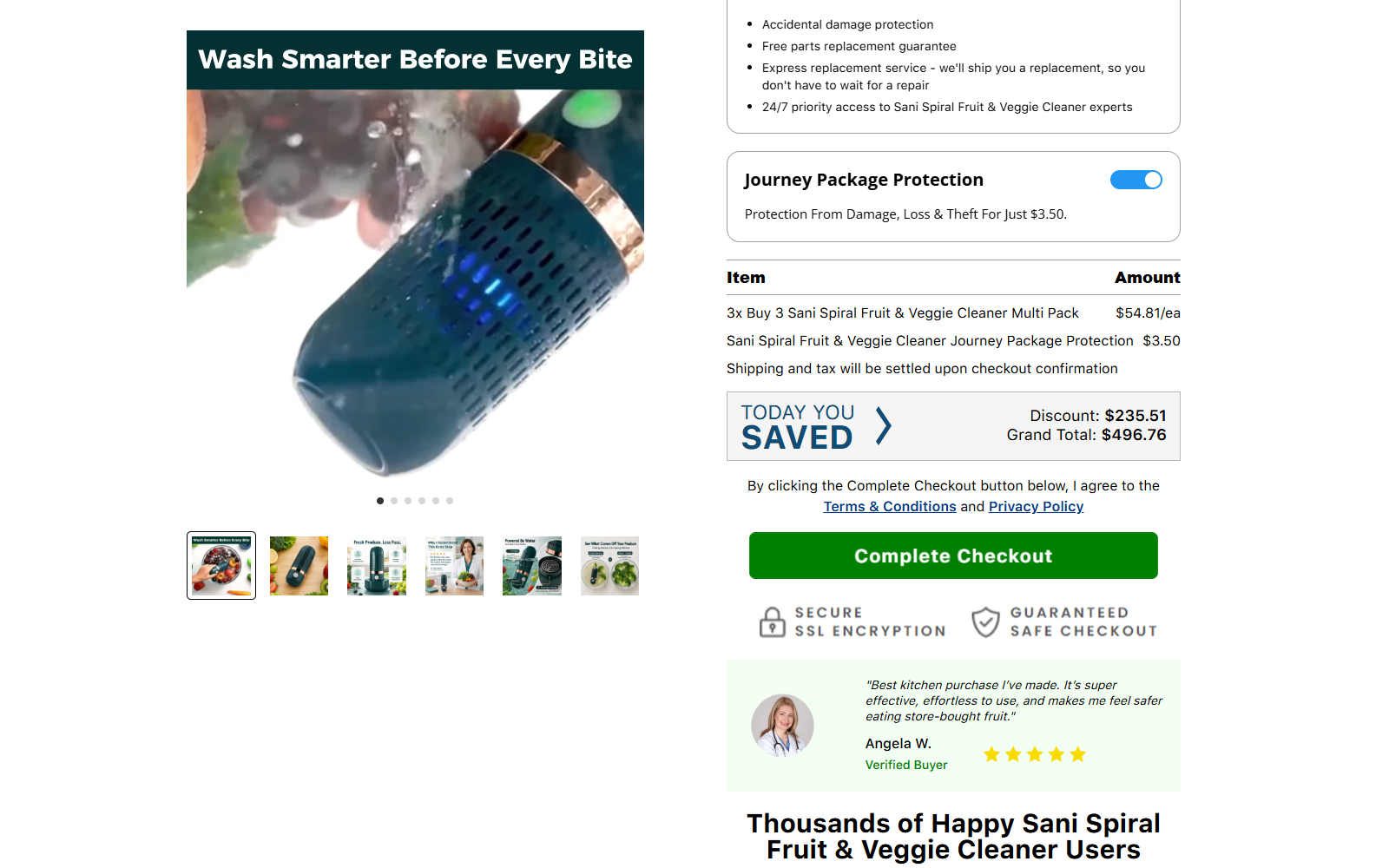 Sani Spiral Reviews: Checkout Trap Exposed 2 Sani Spiral order summary showing three Buy 3 packages and the final amount