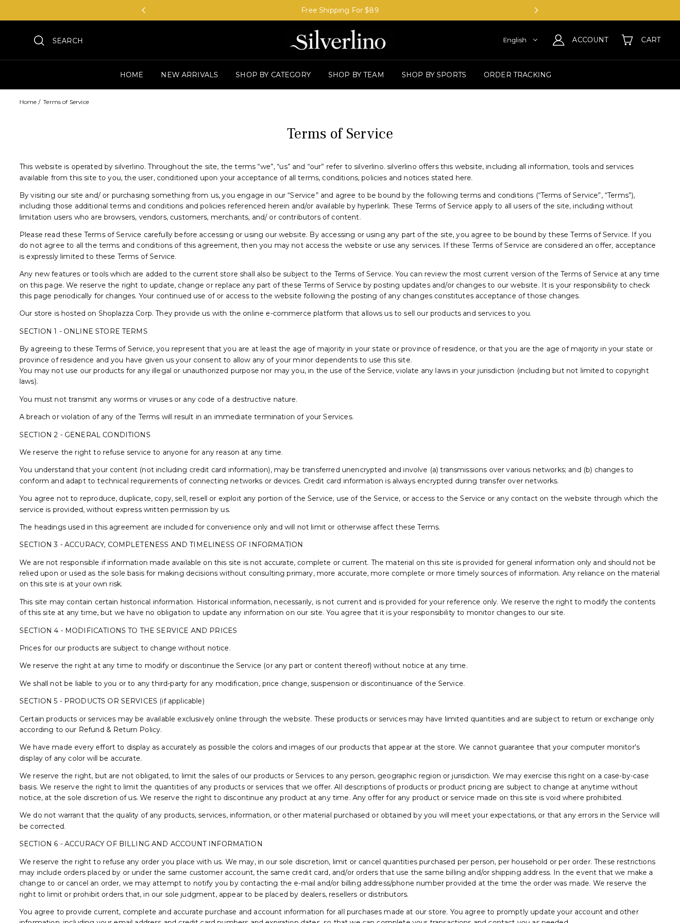 Silverlino Exposed: Unfinished Terms, Return Conflicts and Buyer Risks 2 Silverlino terms page containing unfinished Company Brand and Merchant Email Address placeholders
