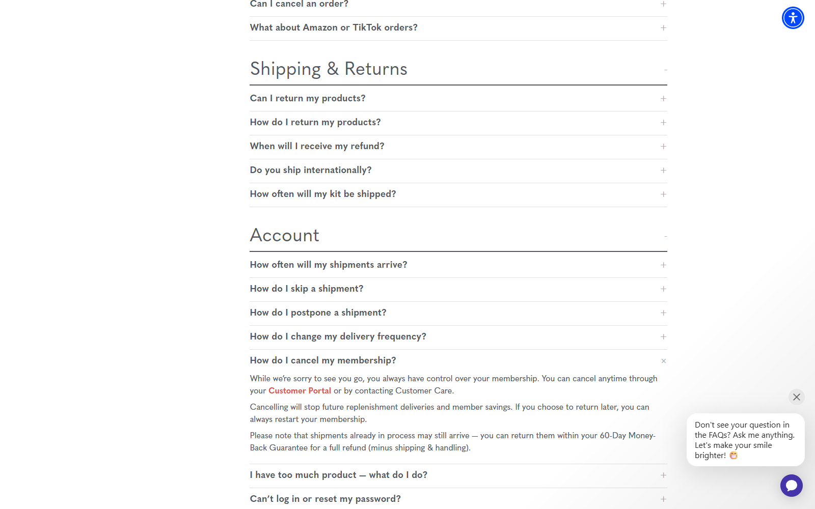Smileactives Subscription Trap: What Buyers Miss 3 Smileactives membership cancellation instructions and warning about shipments already processing