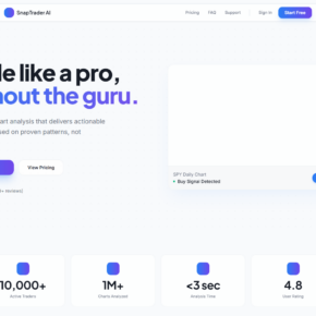 SnapTrader AI homepage advertising chart analysis and actionable trade plans