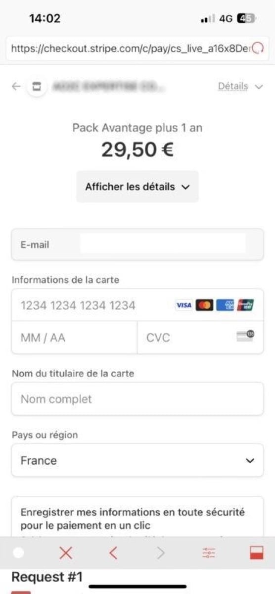 Fake SNCF Discount Emails Lead to a Second Scam From a Fake Bank Caller 2 Authentic Group-IB capture of a Stripe checkout used after a fraudulent French rail-card discount offer
