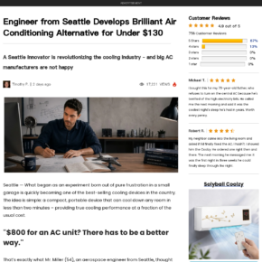 Solyball Coolzy advertorial claiming an inexpensive portable air conditioning breakthrough