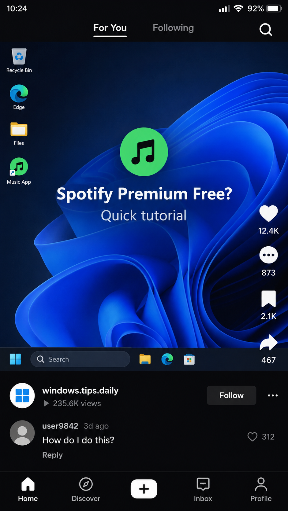 Free Spotify Premium Videos Install Vidar Malware 1 Illustrative reconstruction of a short social video promising free Spotify Premium with a Windows tutorial