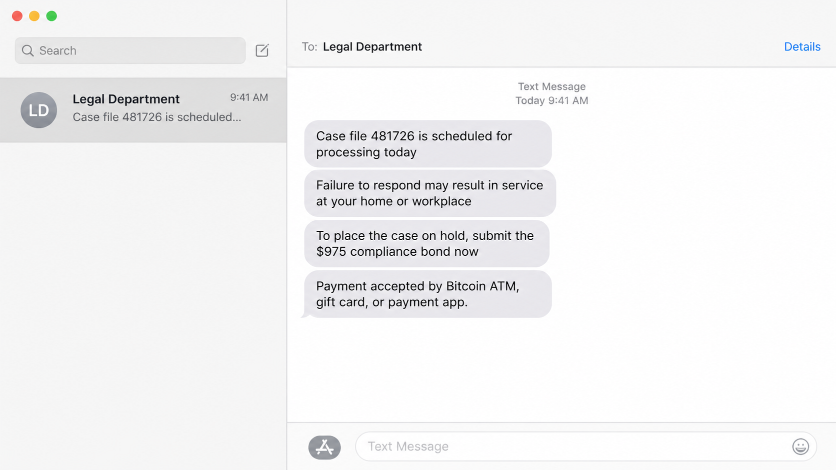 State Investigator Voicemail Scam Threatens Families 2 Fake legal department messages demanding a compliance bond for a fictional case