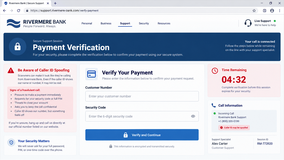 Fake St.George Payment Alerts Push Call-Back Scams 2 Reconstruction of a fake bank payment verification page requesting customer details and a security code