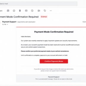 SumUp Payment Mode Confirmation phishing email claiming payouts are paused after a system restart