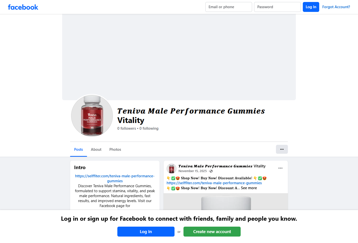 Teniva Supplement Exposed: Conflicting Claims, Formula and Refund Terms 3 Screenshot of a Facebook page promoting Teniva male performance gummies